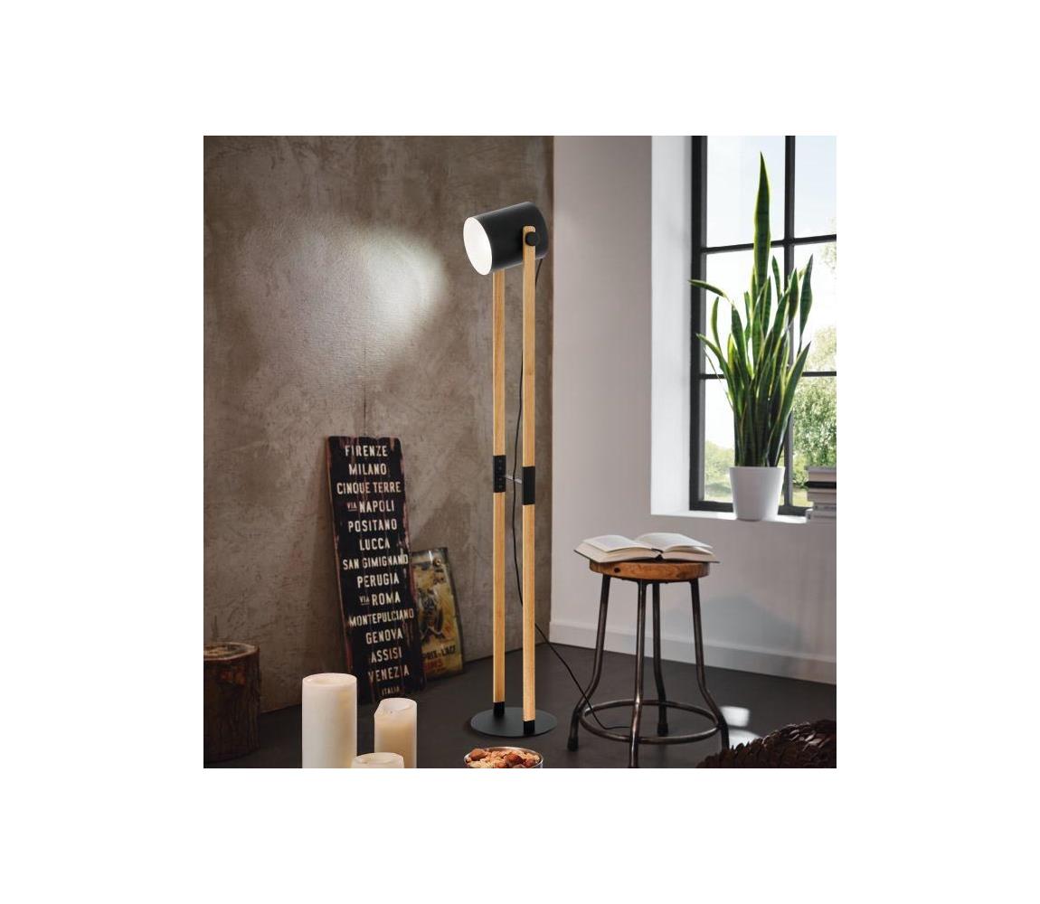 Eglo 43048 - Lampa podłogowa HORNWOOD 1xE27/28W/230V