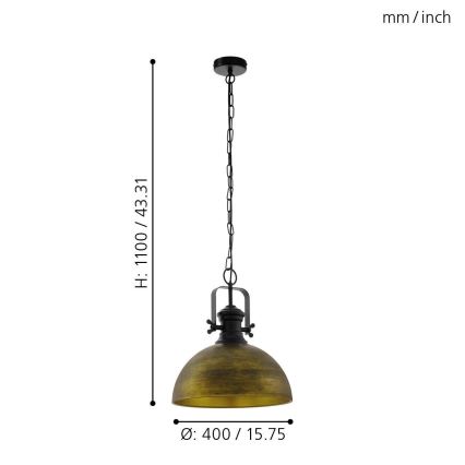 Eglo 43051 - Żyrandol na łańcuchu COMBWICH 1xE27/60W/230V