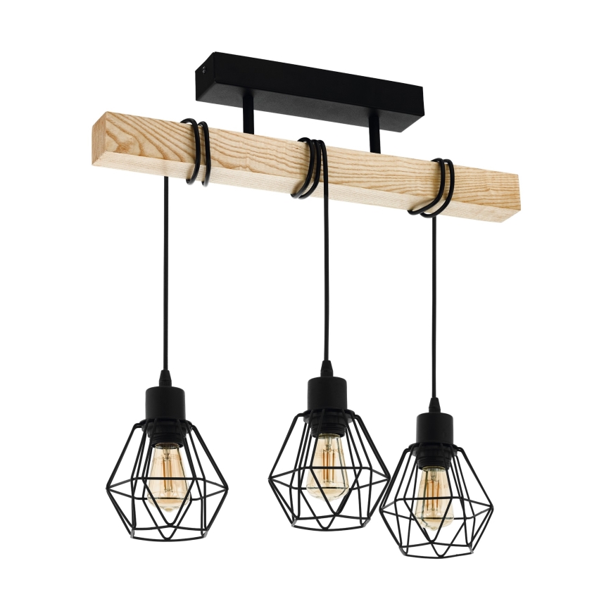 Eglo - Żyrandol natynkowy TOWNSHEND 3xE27/60W/230V sosna