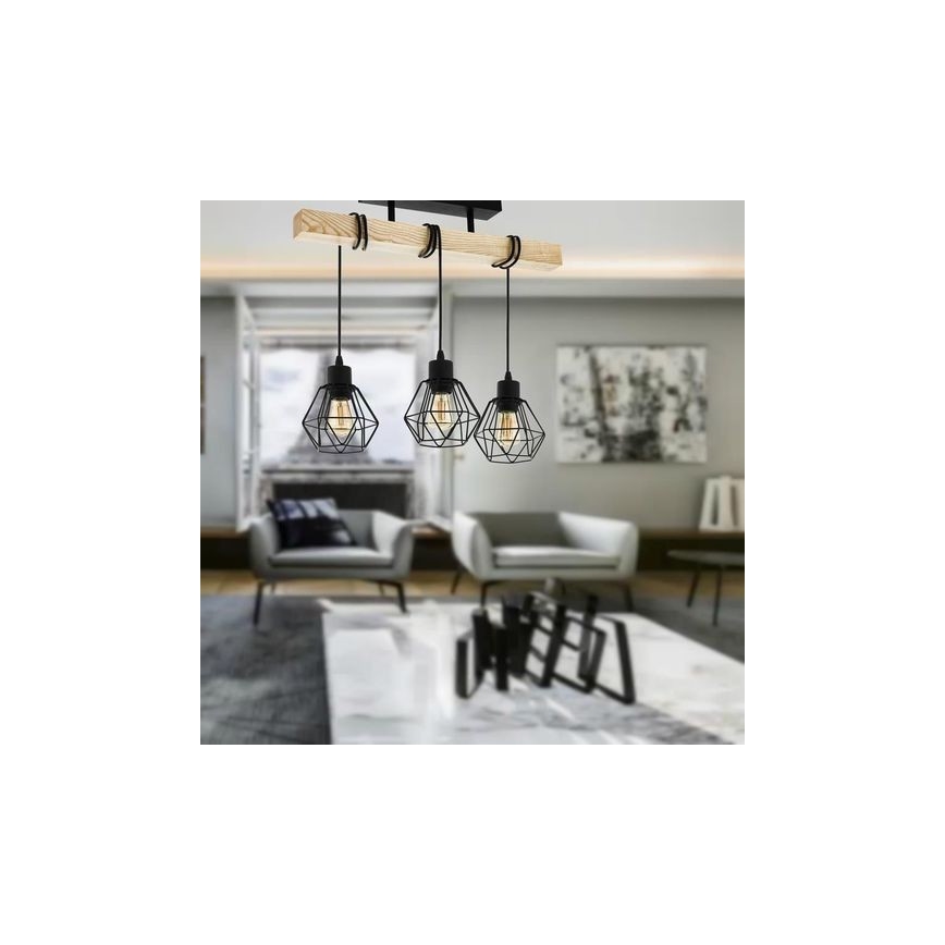 Eglo - Żyrandol natynkowy TOWNSHEND 3xE27/60W/230V sosna