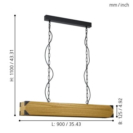 Eglo - Żyrandol na łańcuchu 4xE27/40W/230V