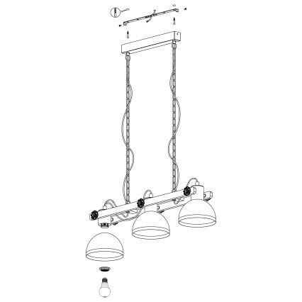 Eglo - Żyrandol na łańcuchu 3xE27/28W/230V