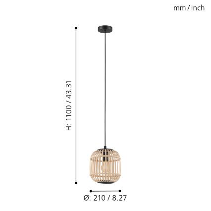 Eglo 43231 - Żyrandol na lince BORDESLEY 1xE27/28W/230V śr. 210mm