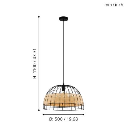 Eglo - Żyrandol na lince 1xE27/40W/230V