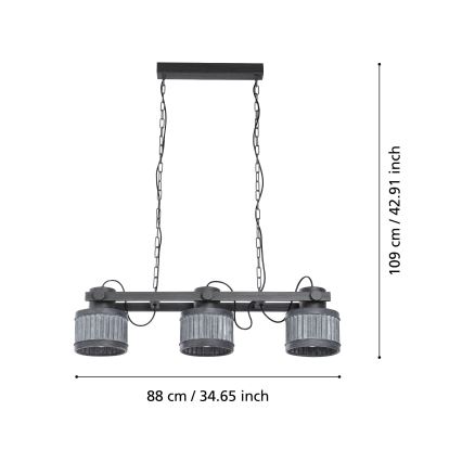 Eglo - Żyrandol na łańcuchu 3xE27/28W/230V