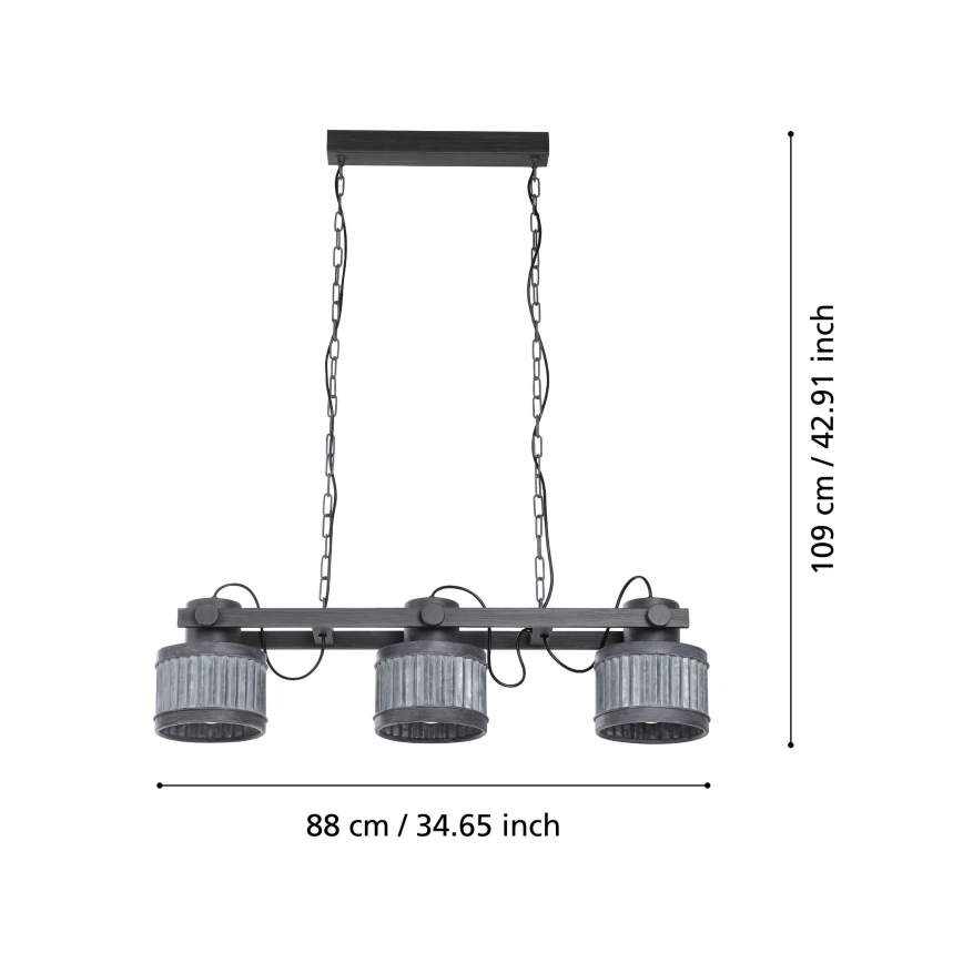 Eglo - Żyrandol na łańcuchu 3xE27/28W/230V