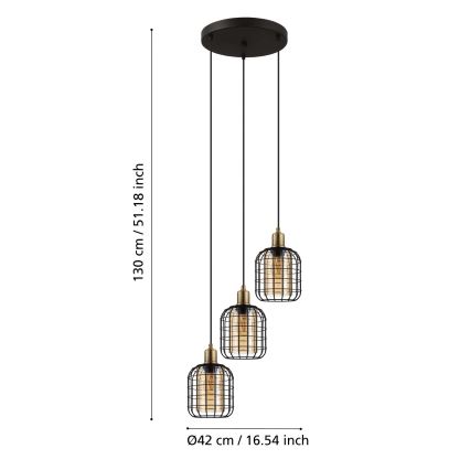 Eglo - Żyrandol na lince 3xE27/40W/230V