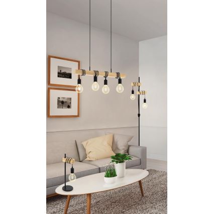 Eglo - Żyrandol na lince TOWNSHEND 4xE27/60W/230V - certyfikat FSC