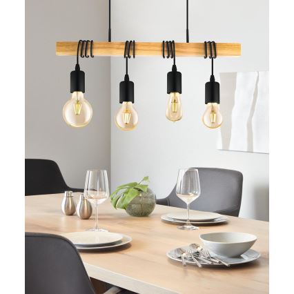Eglo - Żyrandol na lince TOWNSHEND 4xE27/60W/230V - certyfikat FSC