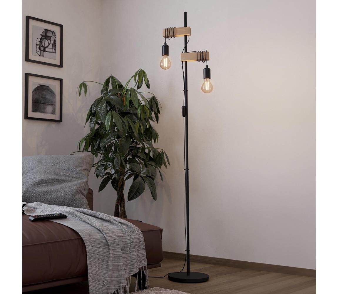 Eglo 43516 - Lampa podłogowa TOWNSHEND 2xE27/10W/230V - certyfikat FSC