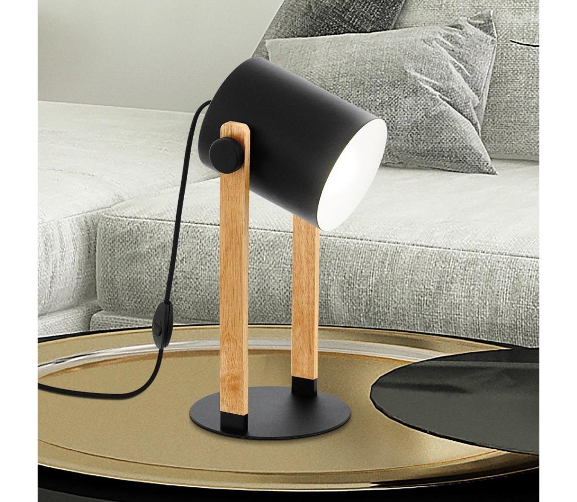 Eglo 43519 - Lampa stołowa HORNWOOD 1xE27/28W/230V - certyfikat FSC