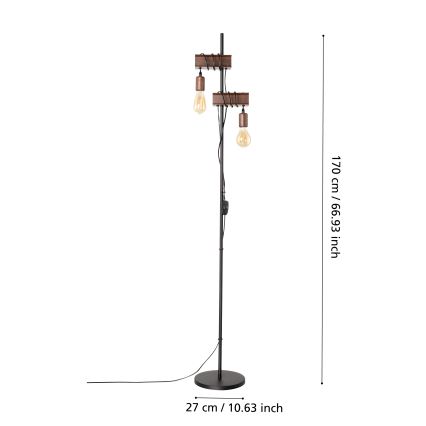 Eglo - Lampa podłogowa TOWNSHEND 2xE27/10W/230V