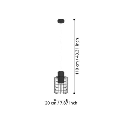 Eglo - Żyrandol na lince 1xE27/40W/230V śr. 20 cm czarny