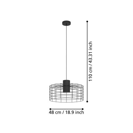 Eglo - Żyrandol na lince 1xE27/40W/230V śr. 48 cm czarny