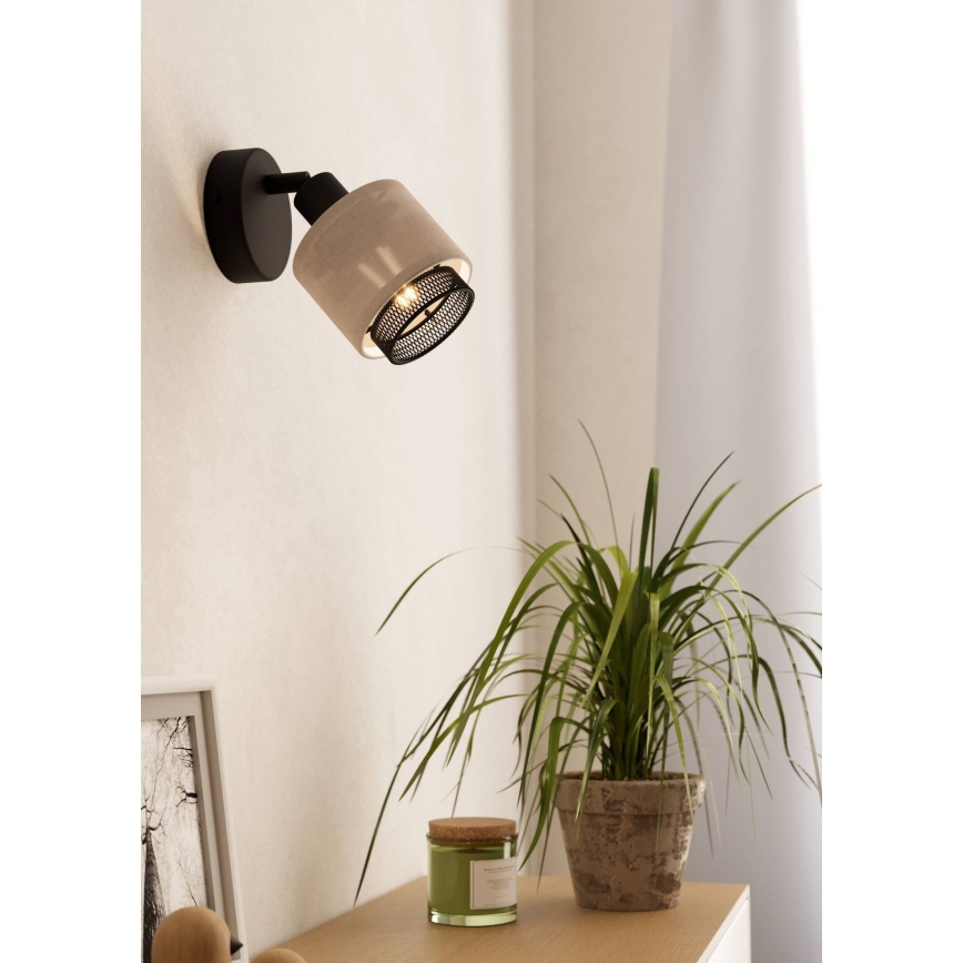 Eglo 43656 - Kinkiet punktowy ROSLEY 1xE14/40W/230V czarny/beżowy