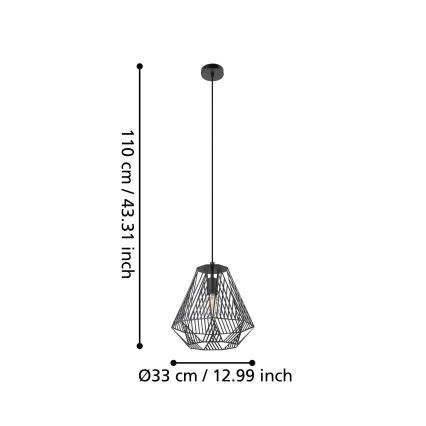 Eglo - Żyrandol na lince 1xE27/40W/230V czarny