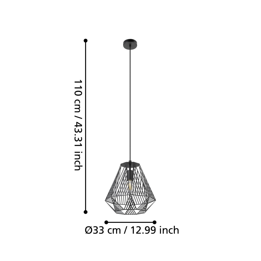 Eglo - Żyrandol na lince 1xE27/40W/230V czarny