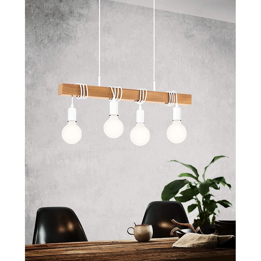 Eglo - Żyrandol na lince TOWNSHEND 4xE27/60W/230V - certyfikat FSC
