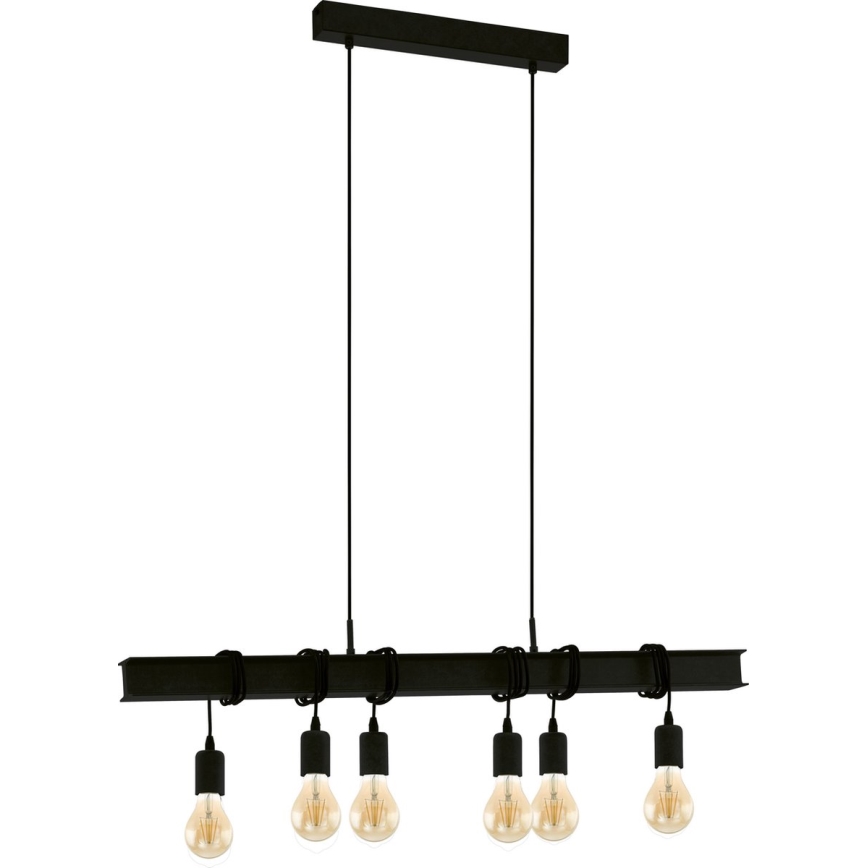 Eglo 43712 - Żyrandol na lince TOWNSHEND 6xE27/60W/230V czarny