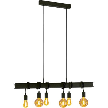 Eglo 43712 - Żyrandol na lince TOWNSHEND 6xE27/60W/230V czarny