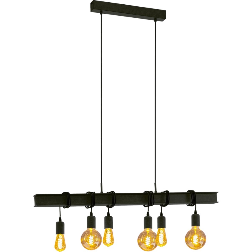 Eglo 43712 - Żyrandol na lince TOWNSHEND 6xE27/60W/230V czarny