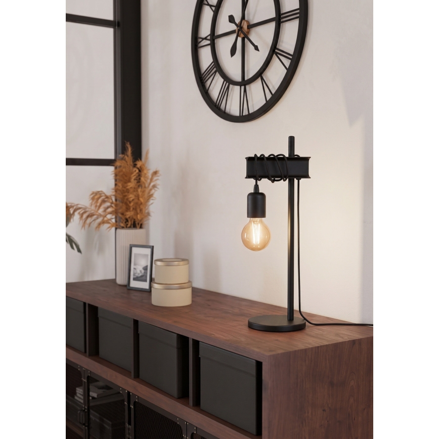 Eglo 43714 - Lampa stołowa TOWNSHEND 1xE27/10W/230V czarna