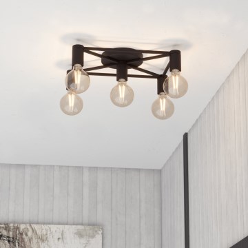Eglo 43721 - Plafon SPEKE 5xE27/40W/230V czarny