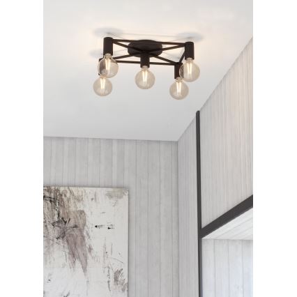 Eglo 43721 - Plafon SPEKE 5xE27/40W/230V czarny