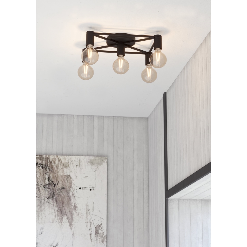Eglo 43721 - Plafon SPEKE 5xE27/40W/230V czarny