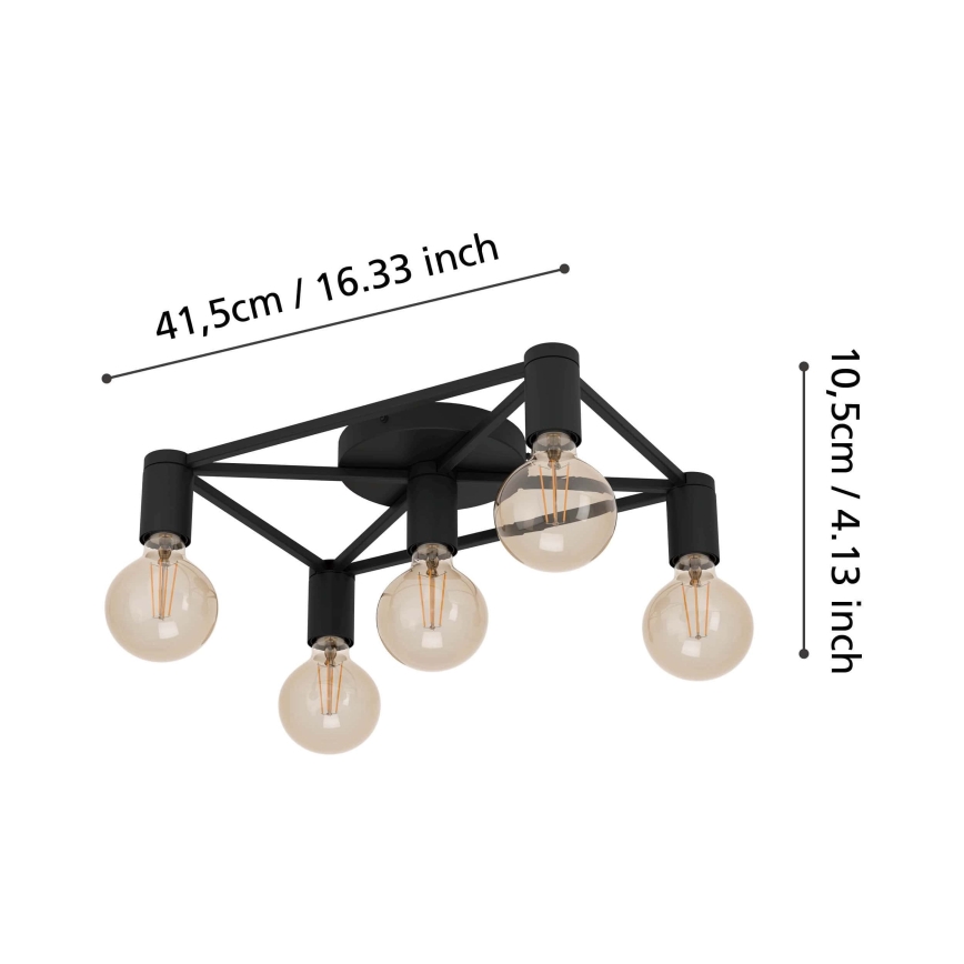 Eglo 43721 - Plafon SPEKE 5xE27/40W/230V czarny