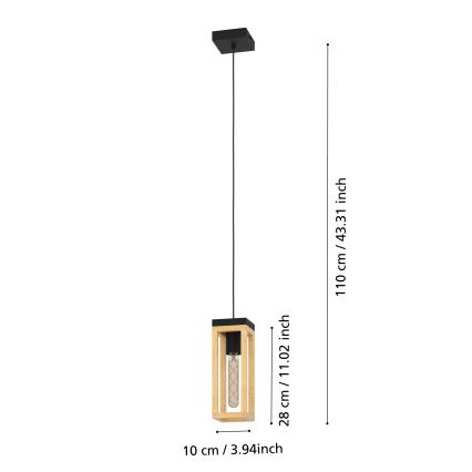 Eglo - Lampa wisząca na linkę 1xE27/40W/230V