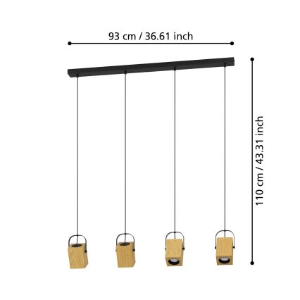 Eglo - LED Żyrandol na lince 4xGU10/3W/230V