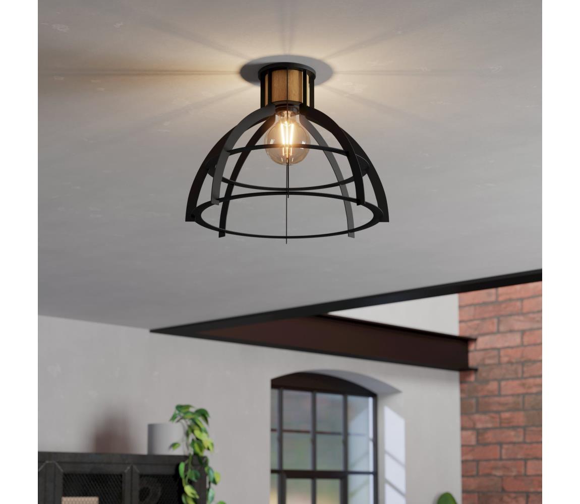 Eglo 43768 - Plafon STILLINGTON 1xE27/40W/230V czarny