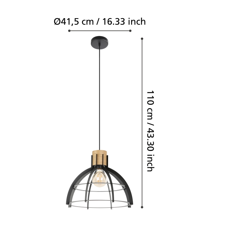 Eglo - Żyrandol na lince 1xE27/40W/230V czarny