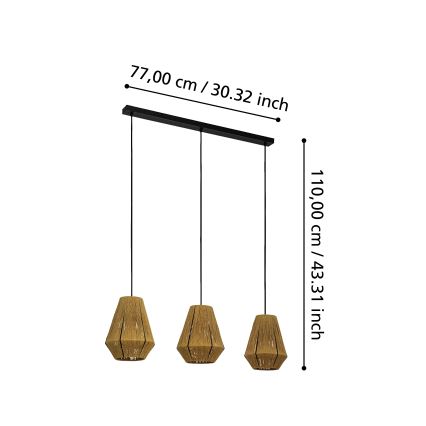 Eglo - Lampa wisząca na linkach 3xE27/40W/230V
