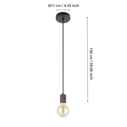 Eglo - Lampa wisząca na linkę 1xE27/40W/230V czarna