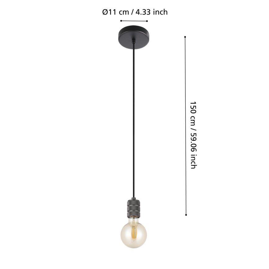 Eglo - Lampa wisząca na linkę 1xE27/40W/230V czarna