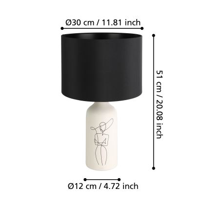 Eglo - Lampa stołowa 1xE27/40W/230V czarna/biała