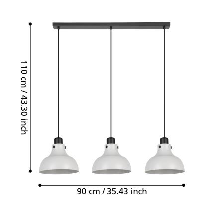 Eglo - Żyrandol na lince 3xE27/40W/230V