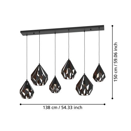 Eglo - Lampa wisząca na linkach 6xE27/40W/230V
