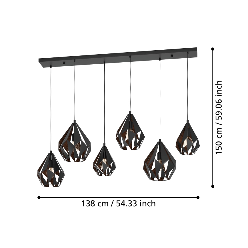 Eglo - Lampa wisząca na linkach 6xE27/40W/230V