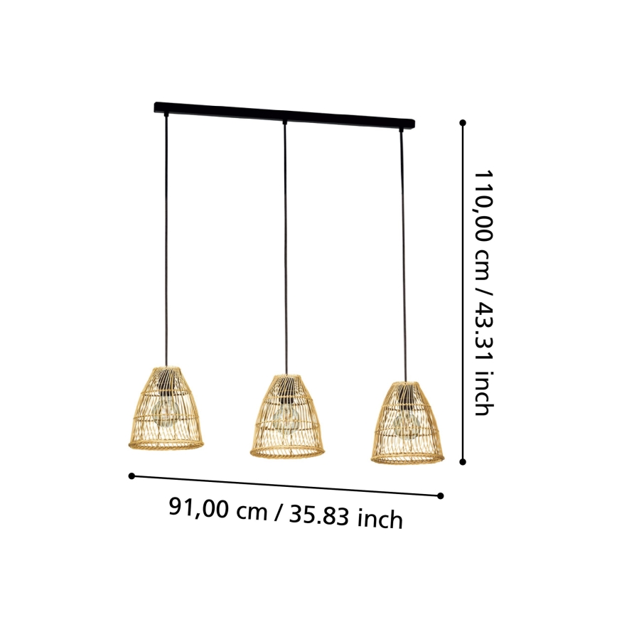 Eglo - Lampa wisząca na linkach 3xE27/40W/230V