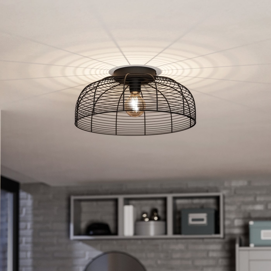 Eglo 43896 - Plafon RINROE 1xE27/40W/230V czarny