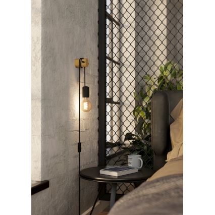 Eglo - Kinkiet 1xE27/13W/230V czarny/beżowy