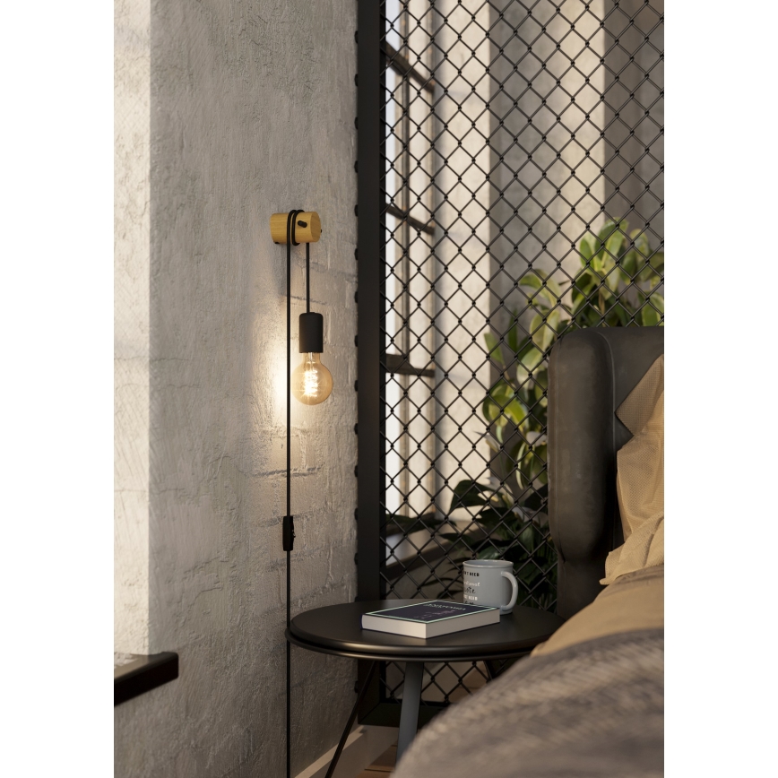 Eglo - Kinkiet 1xE27/13W/230V czarny/beżowy