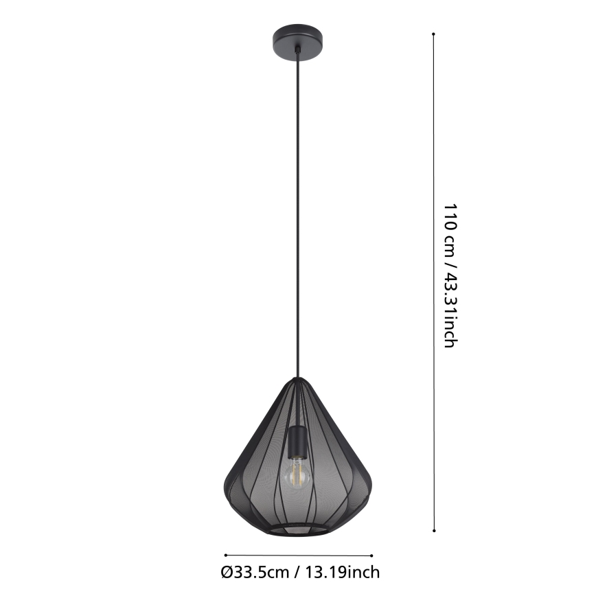 Eglo - Żyrandol na lince 1xE27/40W/230V śr. 33,5 cm czarny