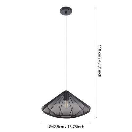 Eglo - Żyrandol na lince 1xE27/40W/230V śr. 42,5 cm czarny