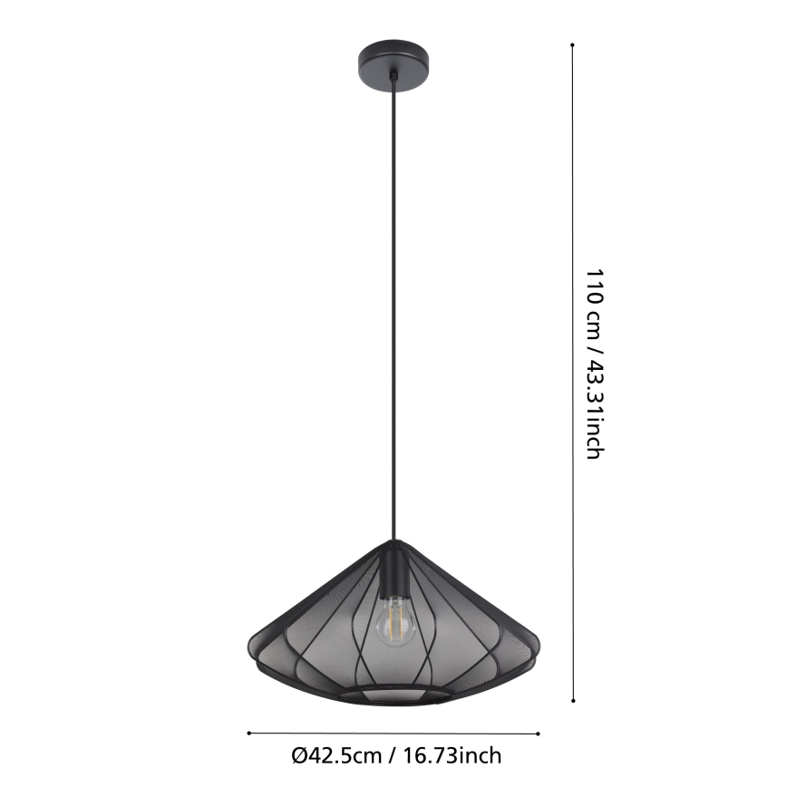 Eglo - Żyrandol na lince 1xE27/40W/230V śr. 42,5 cm czarny