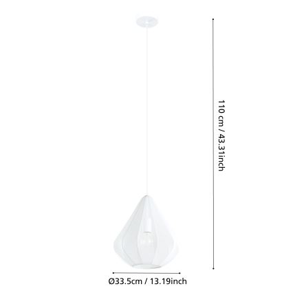Eglo - Żyrandol na lince 1xE27/40W/230V śr. 33,5 cm biały
