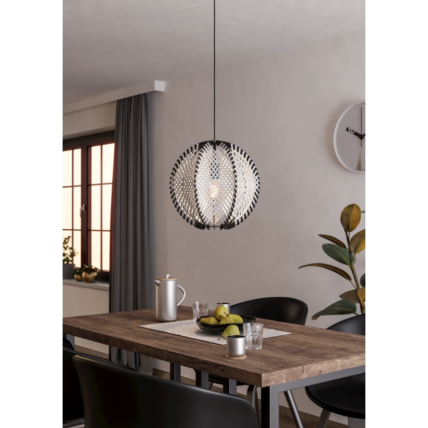 Eglo - Żyrandol na lince 1xE27/40W/230V śr. 40 cm biały/czarny